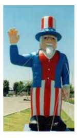 Uncle Sam balloon - 25ft. cold-air balloon manufactured in USA.